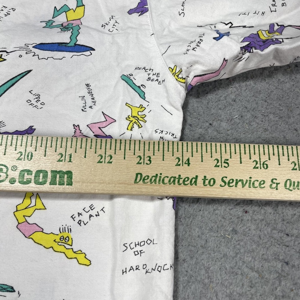 Vintage HEET Shirt Mens L White Surf Graphic Short Sleeve Button Up Hong Kong - Picture 6 of 8